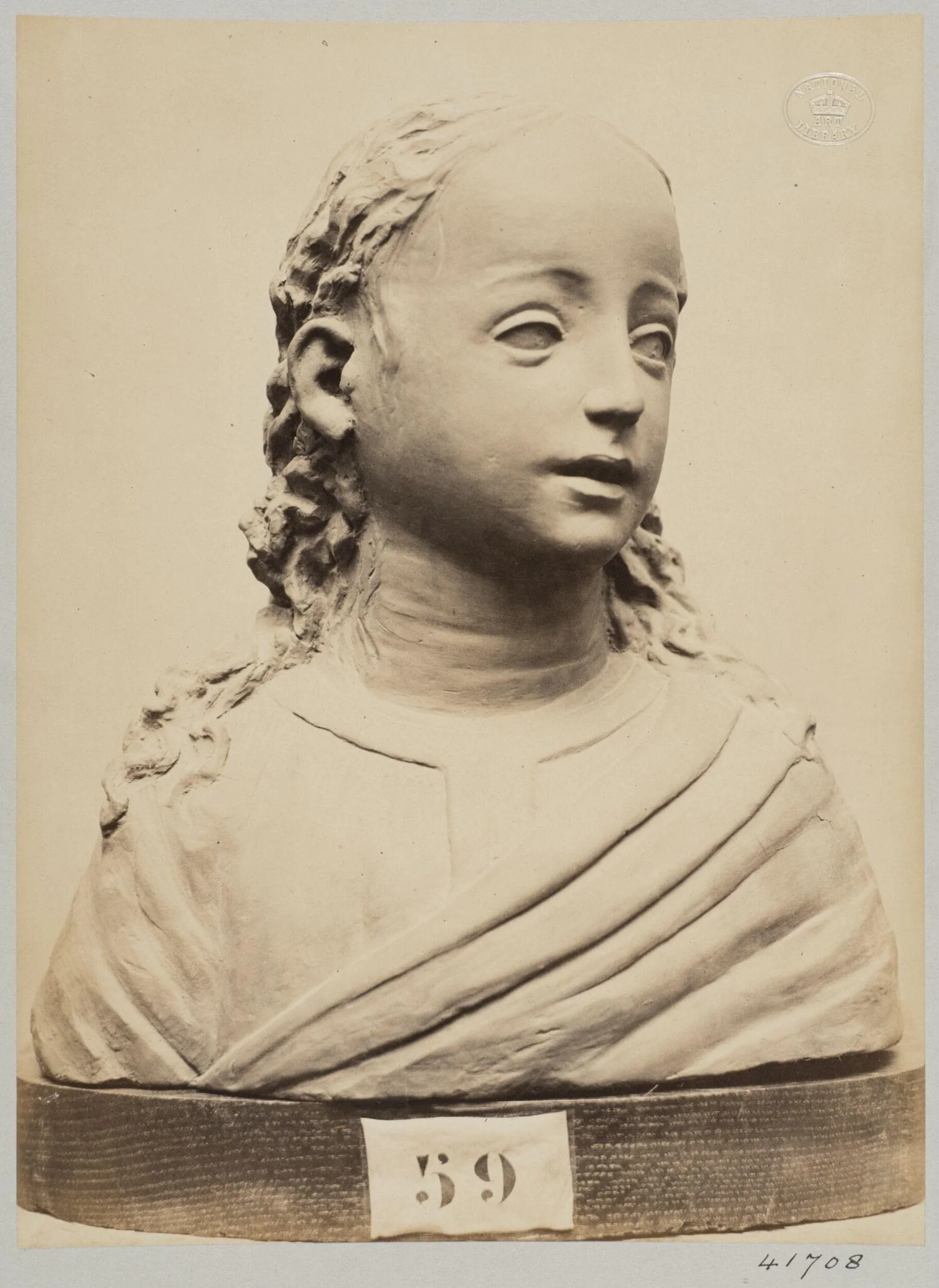 Terra cotta bust of unnamed female, detail