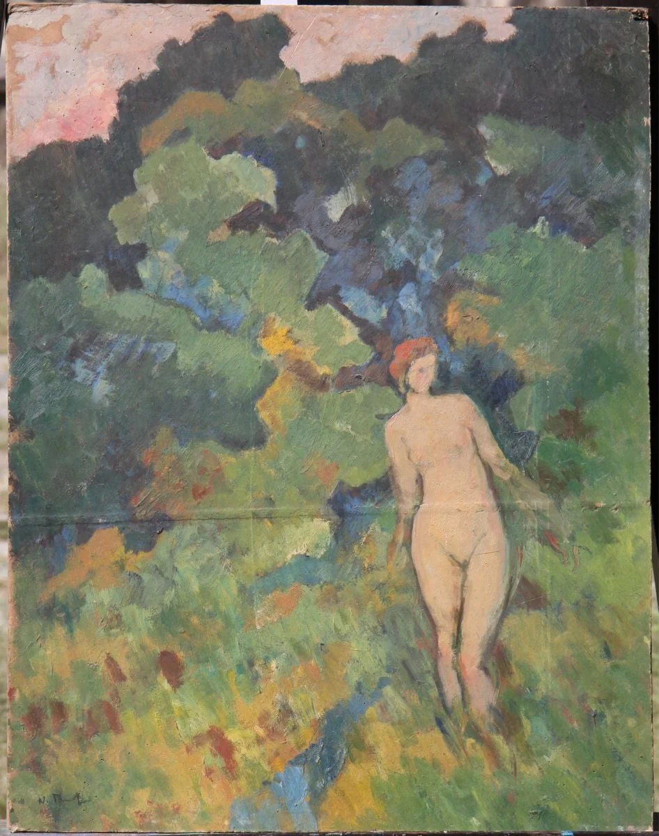 Femeie în pădure, detail