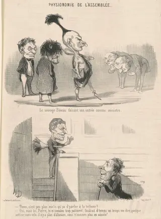 Le sauvage bineau faisant son entrée, by Honoré Daumier, ink, 1849