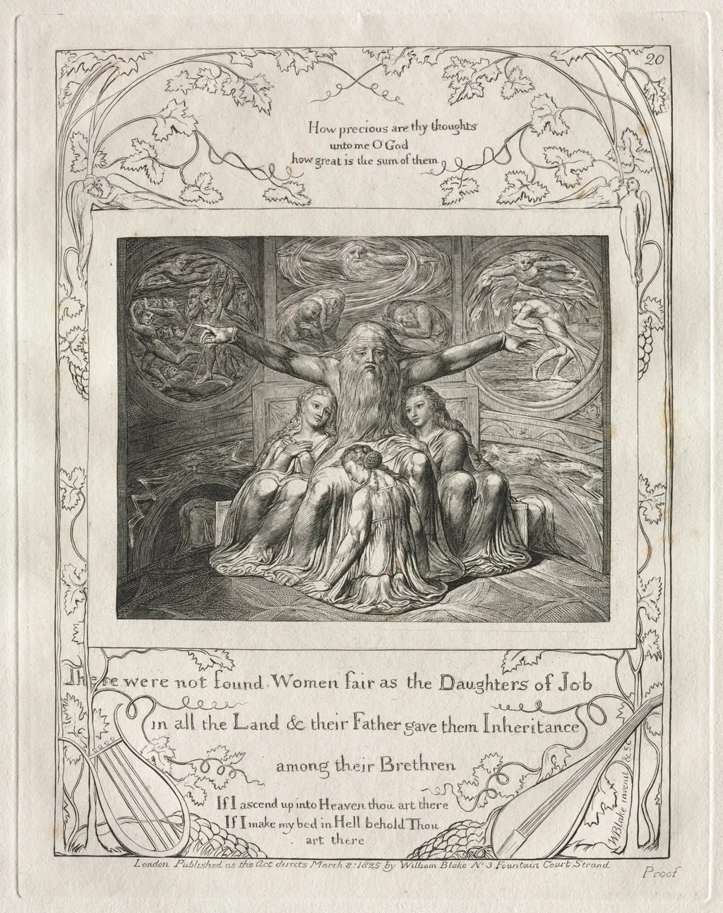 The Book of Job:  Pl. 20, There were not found Women fair as the Daughters of Job, by William Blake, 1825