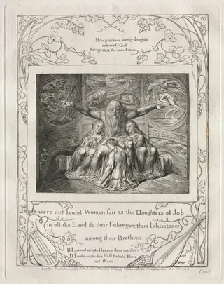 The Book of Job:  Pl. 20, There were not found Women fair as the Daughters of Job, by William Blake, 1825