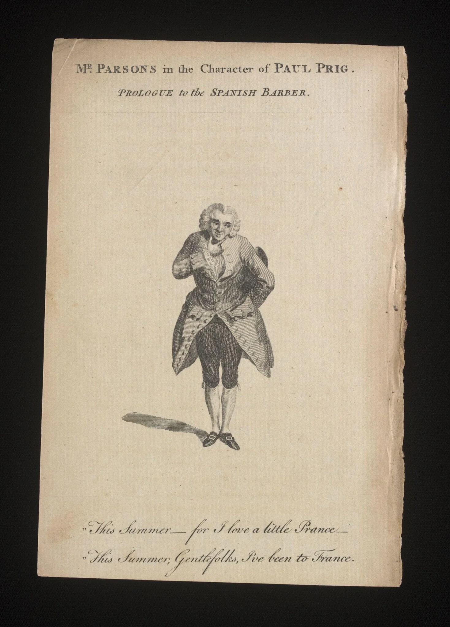 Mr Parsons in the character of Paul Prig, detail