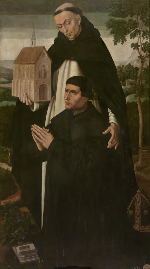 Santo Tomás y un donante, by Ambrosius Benson, oil, 1528