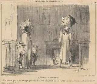 Le portier de Mr Vautour, by Honoré Daumier, ink, 1854