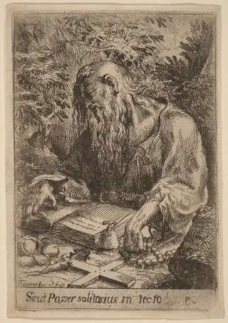 A Hermit Saint, by Karel Frantisek Töpper, ink, 1710