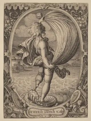 Aiolos, Personification of Wind, by Heinrich Ulrich, ink, 1596