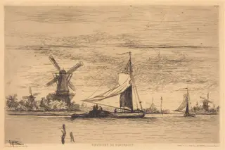Environs de Dordrecht, by Vicomte Ludovic Lepic, ink, 1870