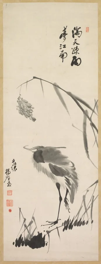 Egret and Reeds, detail