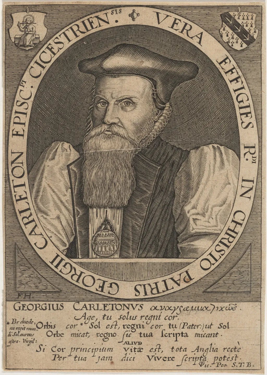 George Carleton, Bishop of Cheschester, by Frederik van Hulsen, ink, 1620