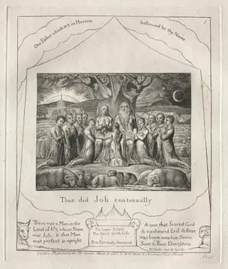 The Book of Job:  Pl. 1, Thus did Job continually, by William Blake, 1825