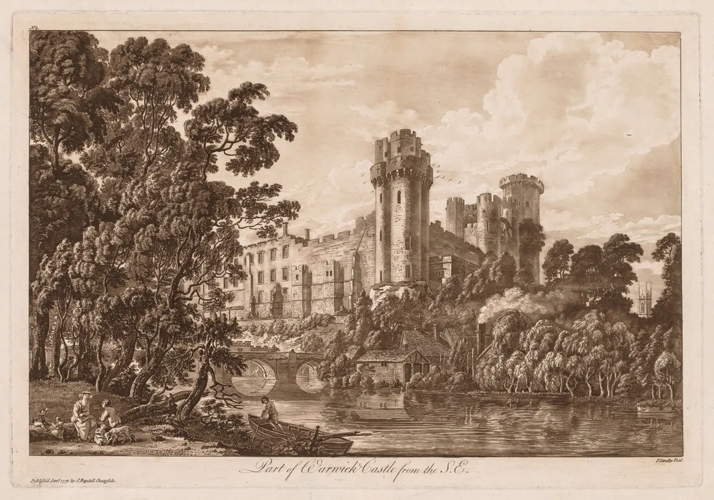 Views of Warwick Castle:  Part of Warwick Castle from the South East, by Paul Sandby, 1776