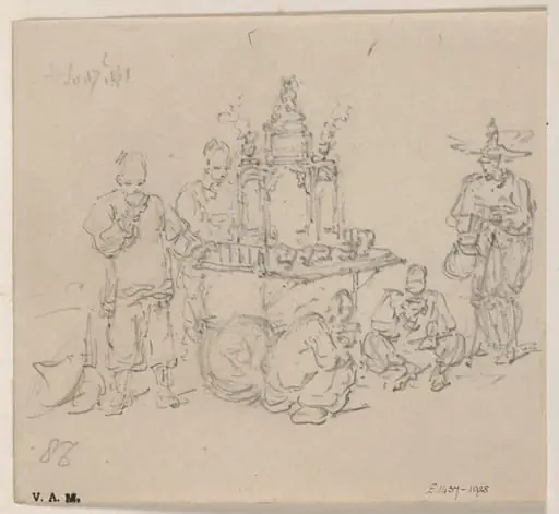 Chinese figures by an altar table, by George Chinnery, 12