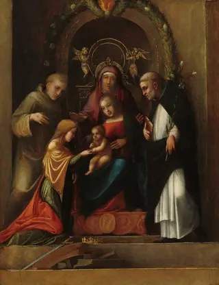 The Mystic Marriage of Saint Catherine, by Antonio da Correggio, oil, 1512