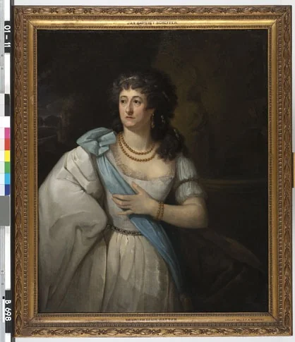 Joanna Cornelia Ziesenis-Wattier (1762-1827). Toneelspeelster, in de rol van Elfride in het gelijknamige toneelstuk van Friedrich Justin Bertuch, detail