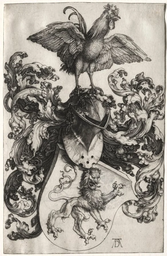 The Coat of Arms with a Lion and Cock, detail