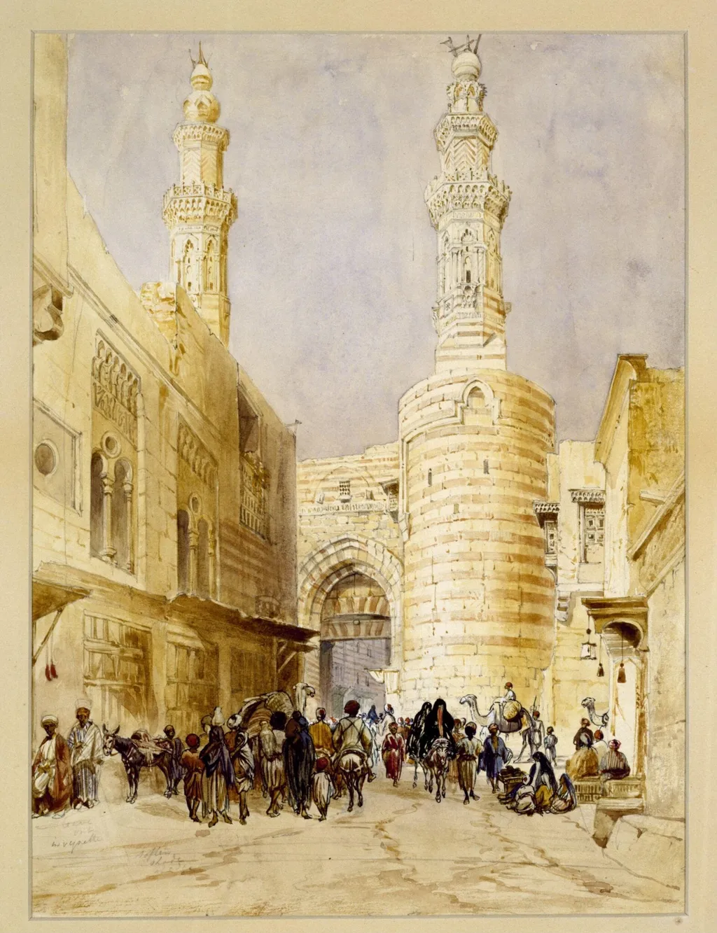 Bab Zooayleh, by William Henry Bartlett, watercolor, 1847