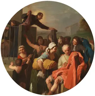 San Francisco de Regis repartiendo limosnas, by Michel Ange Houasse, oil, 1702