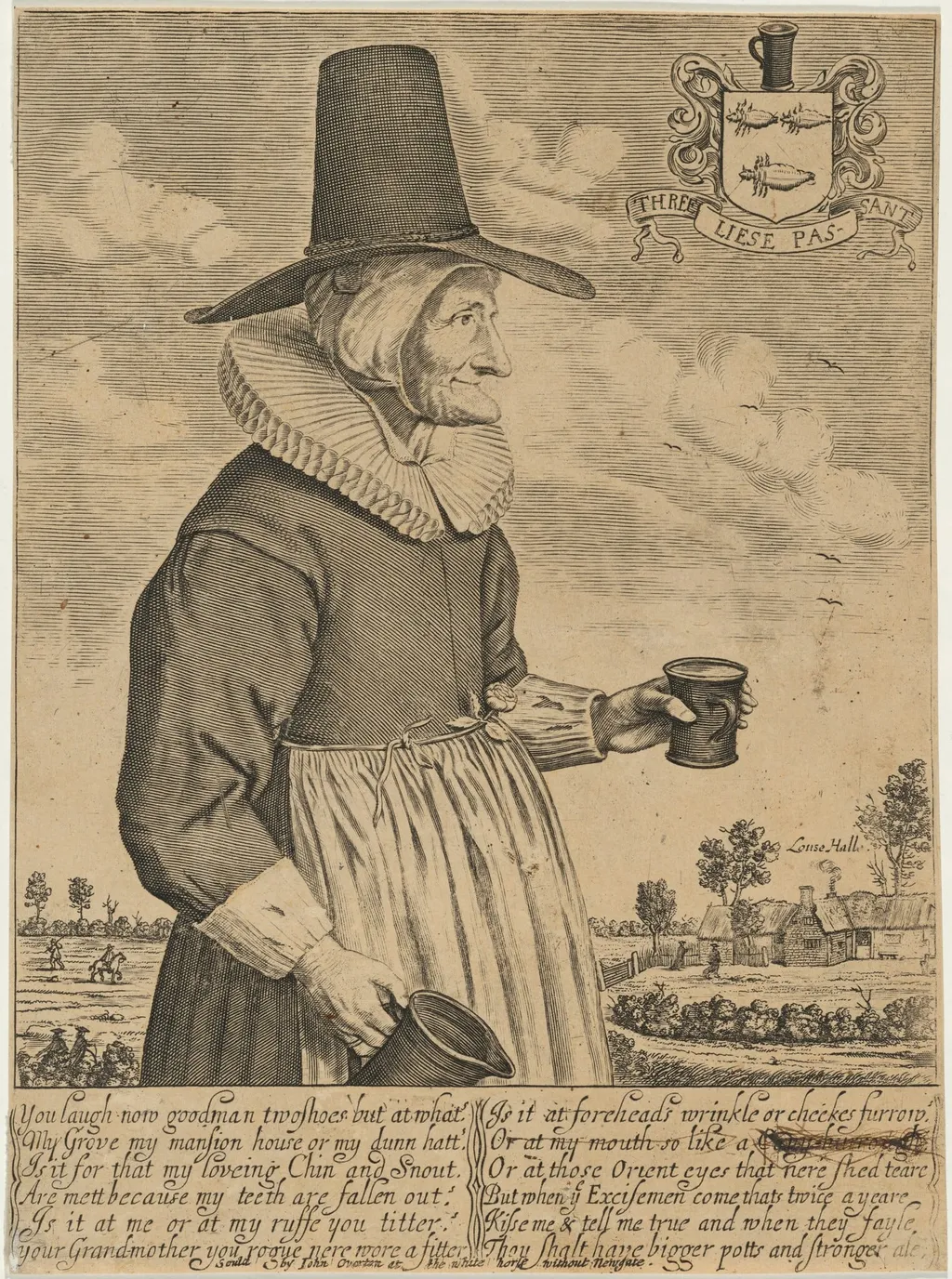 Mother Louse, Keeper of an Ale-House called  Louse Hall, near Oxford, by David Loggan, ink, 1654