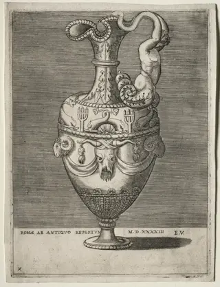 Ewer Ornamented with Dolphins, by Enea Vico, 1543
