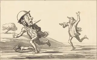 Allons bon!... il parait... chasse réservée, by Honoré Daumier, ink, 1864