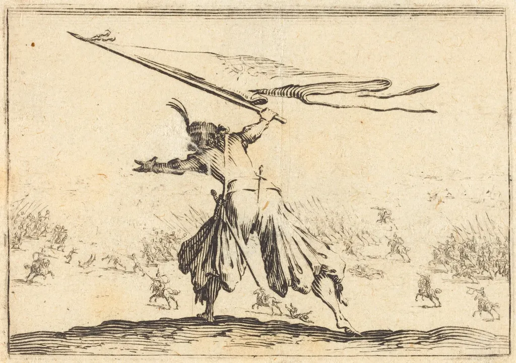 Standard Bearer, by Jacques Callot, ink, 1622