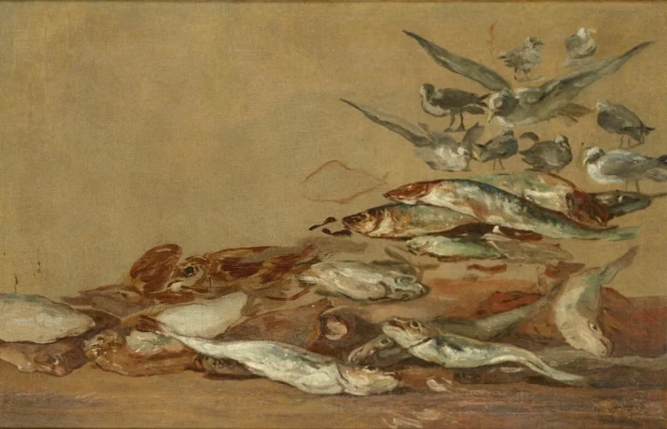 Seagulls and Fishes, detail