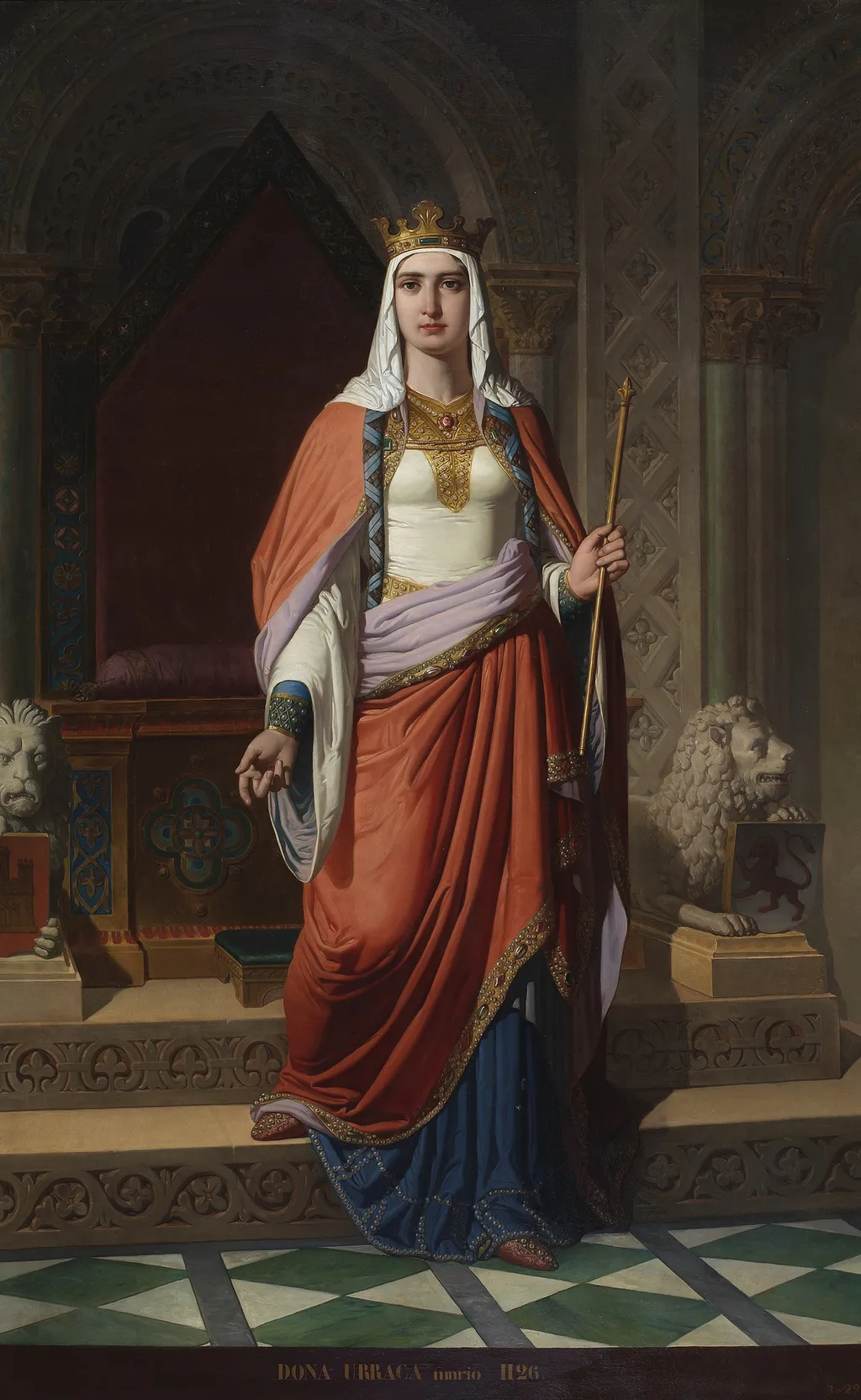 Doña Urraca, by Carlos Múgica y Pérez, oil, 1857