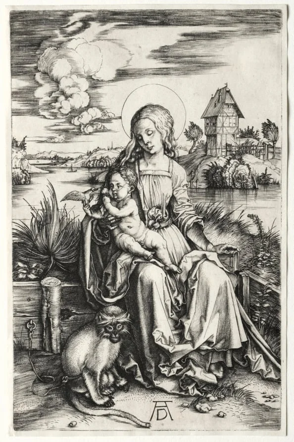 The Virgin and Child with a Monkey, detail