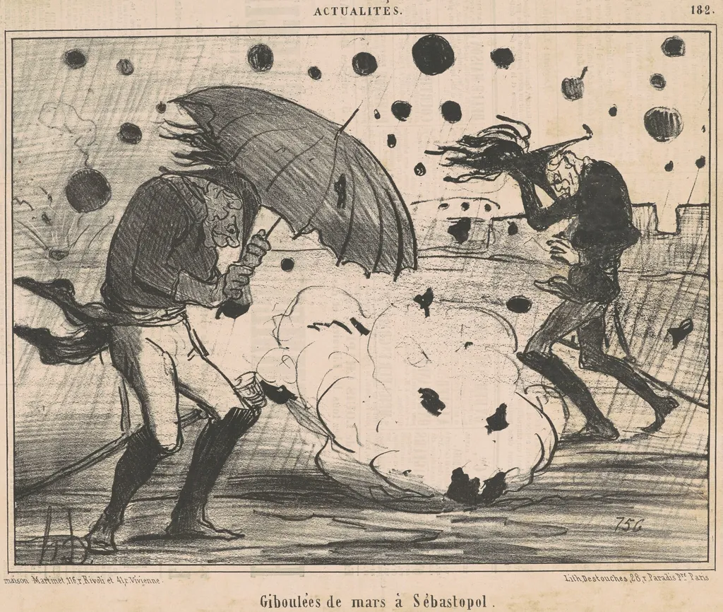 Giboulées de mars a Sébastopol, by Honoré Daumier, ink, 1855