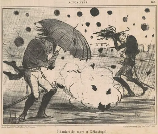 Giboulées de mars a Sébastopol, by Honoré Daumier, ink, 1855