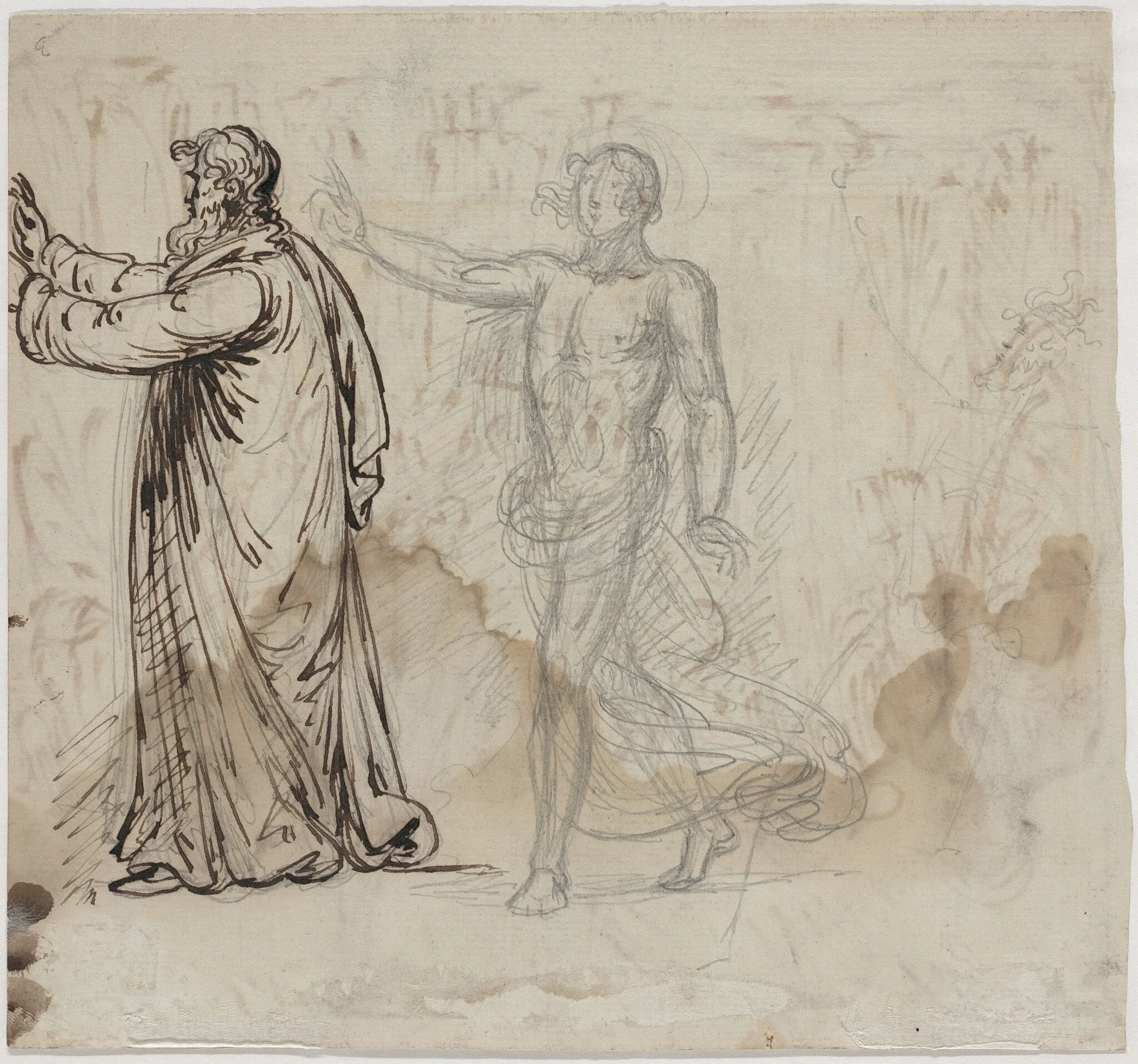 Three Figures [verso], detail