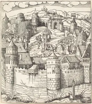 Execution of a Man at a Market-Place of a Town, by Leonhard Beck, ink, 1515