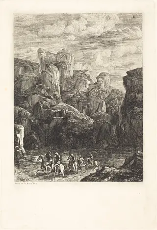 Le Gue (The Ford), by Odilon Redon, ink, 1865