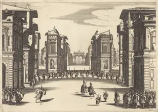 Il Solimano, Act III, by Jacques Callot, ink, 1620
