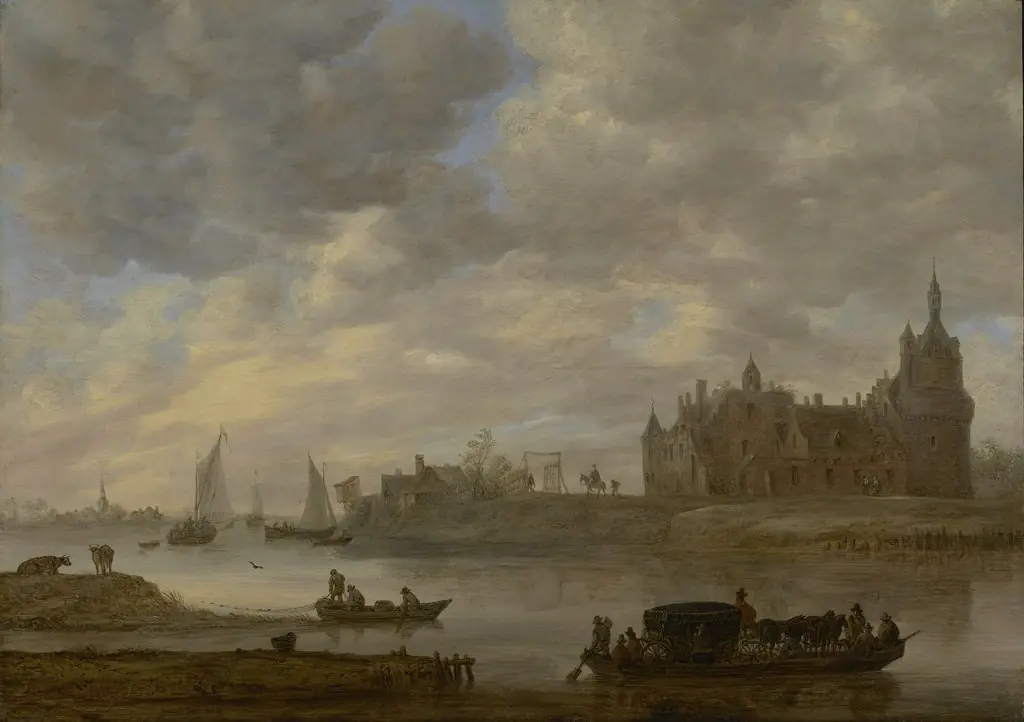 View of Duurstede Castle at Wijk bij Duurstede, by Jan van Goyen, oil, 1649