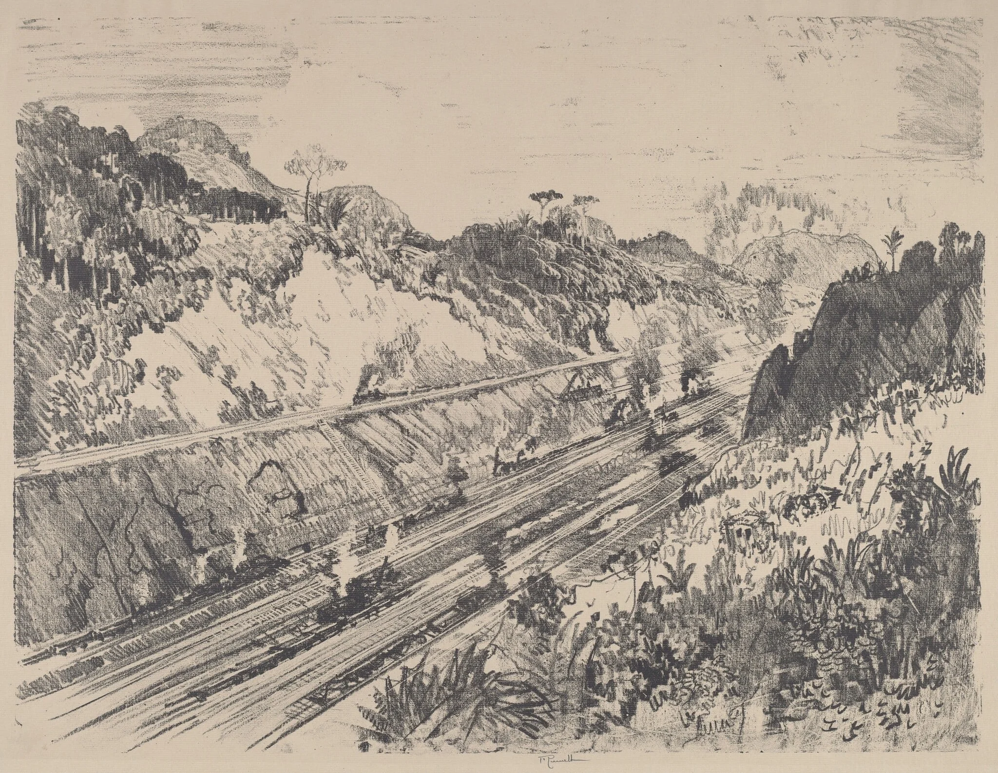 Looking up the Cut from Bas Obispo, detail