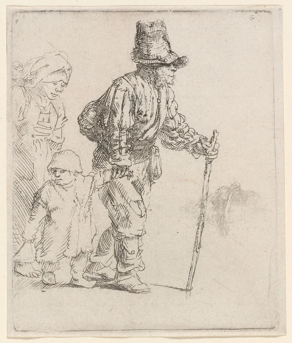 Peasant Family on the Tramp, by Rembrandt van Rijn, ink, 1652