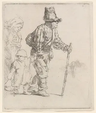 Peasant Family on the Tramp, by Rembrandt van Rijn, ink, 1652