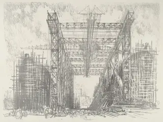 The Gantry, by Joseph Pennell, ink, 1916