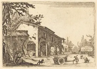 Courtyard of a Farm, by Jacques Callot, ink, 1622