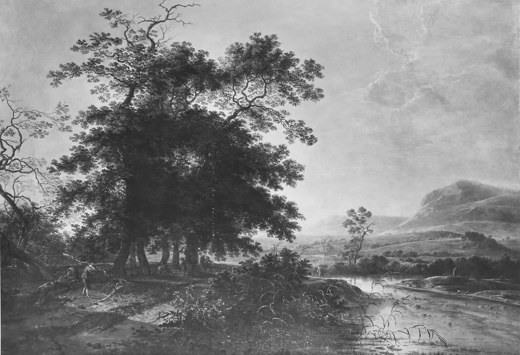 Landschaft bei Sonnenuntergang, by Herman Saftleven, unspecified, 1645