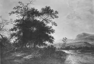 Landschaft bei Sonnenuntergang, by Herman Saftleven, unspecified, 1645