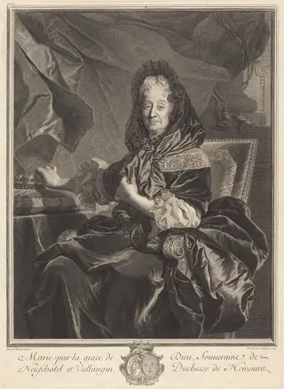 Duchesse de Nemours, by Pierre Drevet, ink, 1707