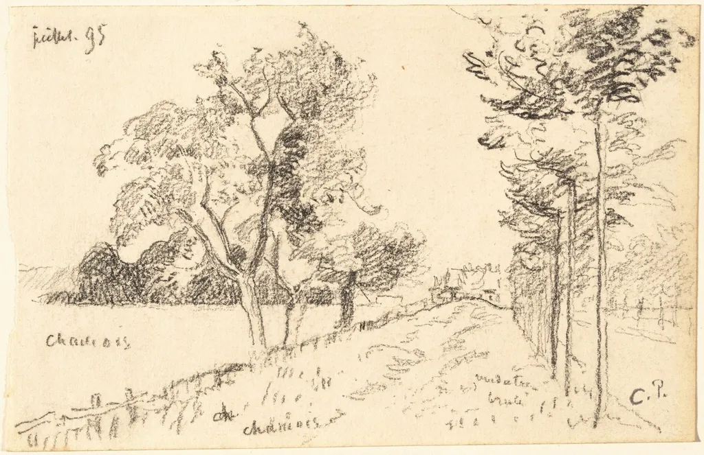 The Driveway, by Camille Pissarro, graphite, 1895