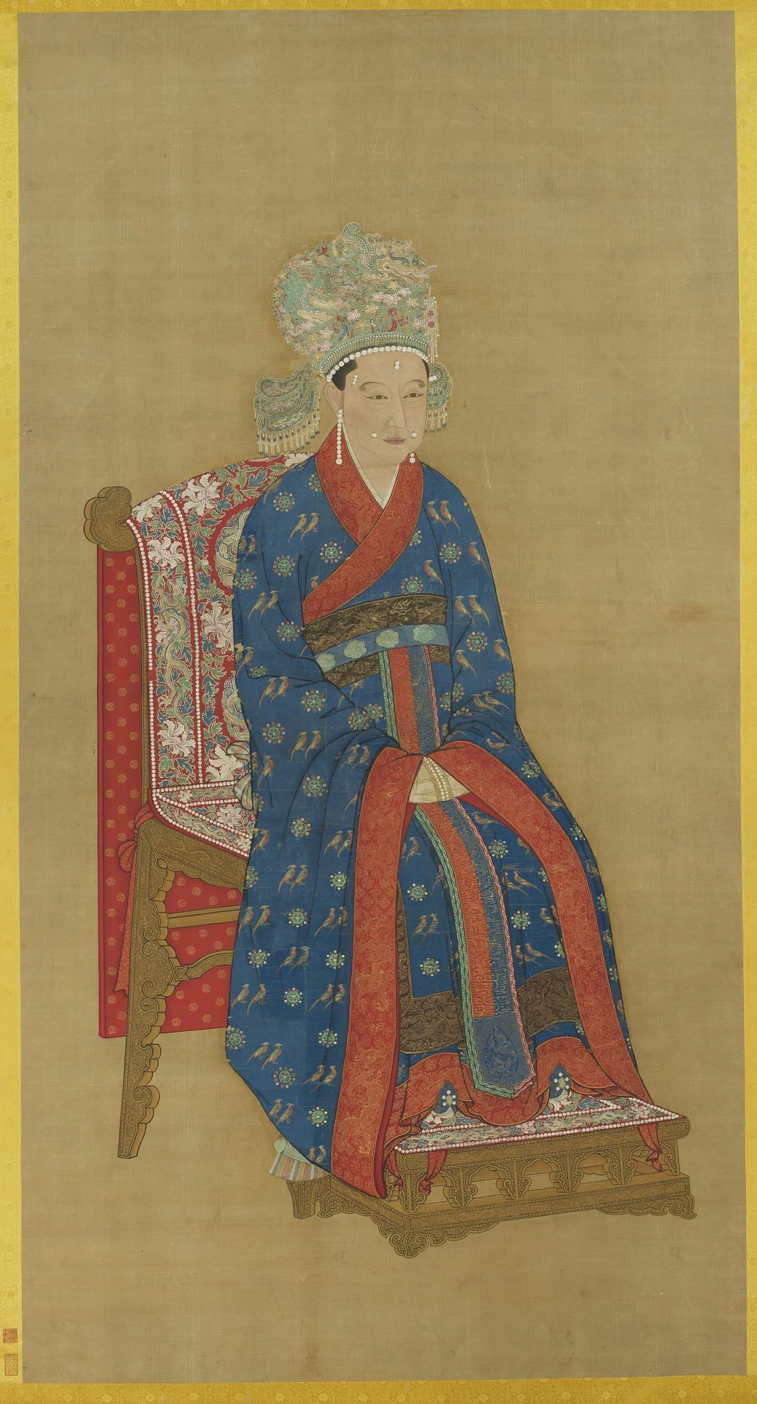宋光宗后坐像 軸, detail