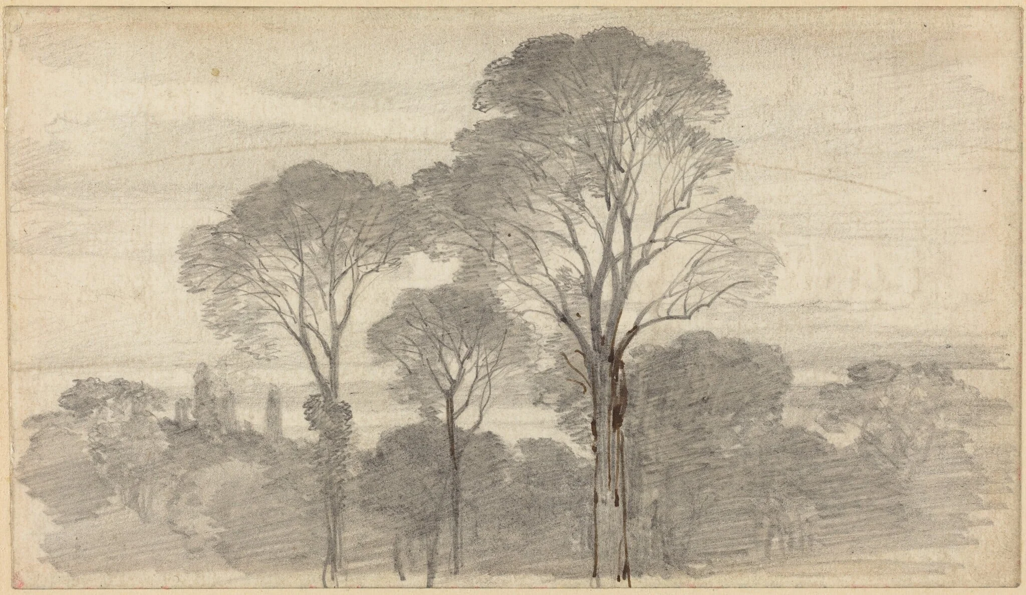 An Evening Landscape with Tall Trees, detail