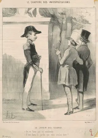 Le jardin des Tuileries, by Honoré Daumier, ink, 1843