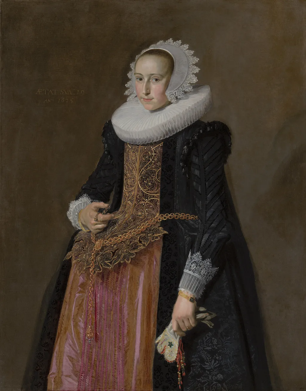 Portrait of Aletta Hanemans (1606–1653), by Frans Hals, oil, 1625