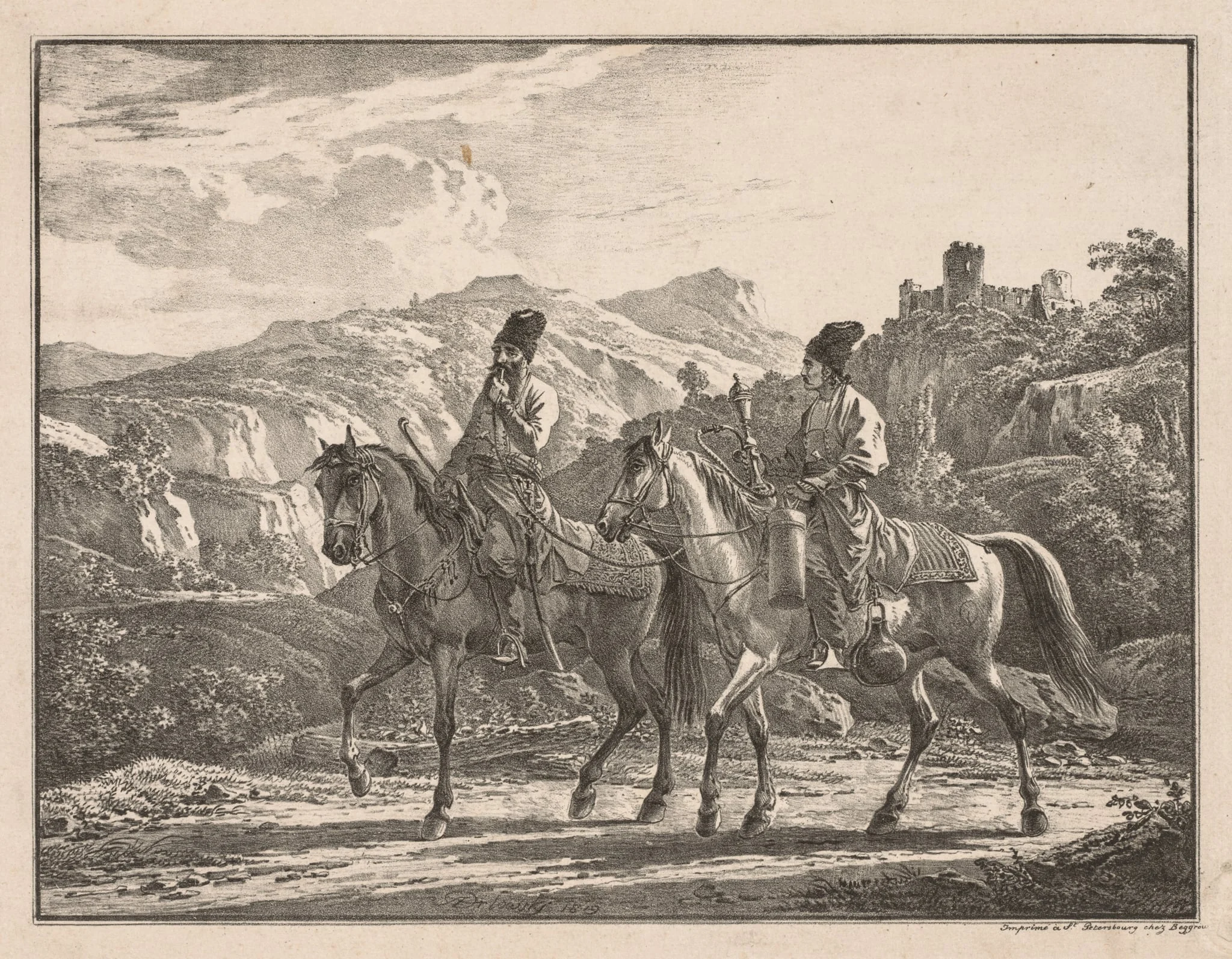 Two Cossacks on Horseback, detail