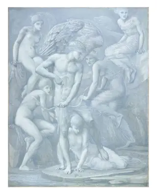 Cupid's Hunting Fields, by Edward Coley, Sir Burne-Jones, oil, 1880